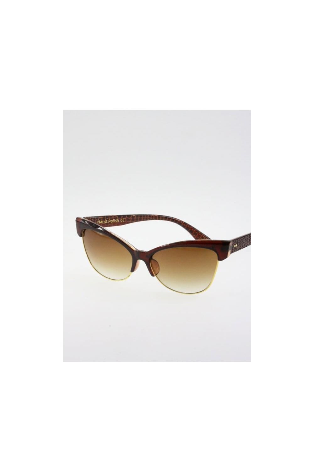 Textured Faux Leather Arm Tinted Lense Sunglasses 2