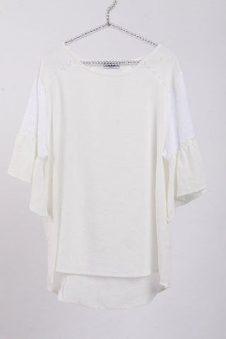 Floaty Flare Sleeve Lace Detail Oversized Top