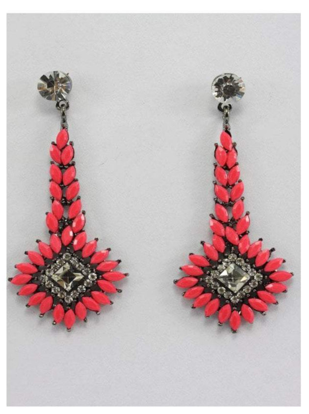 Dangling Jewel and Diamante Earrings