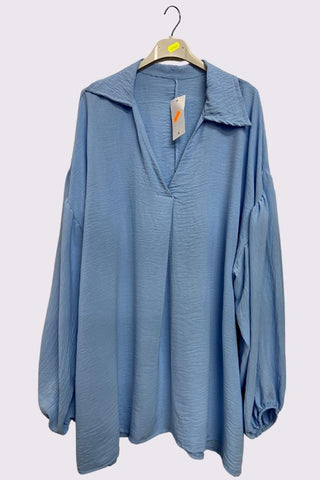 Plain Elastic Cuff Sleeve Oversized Top