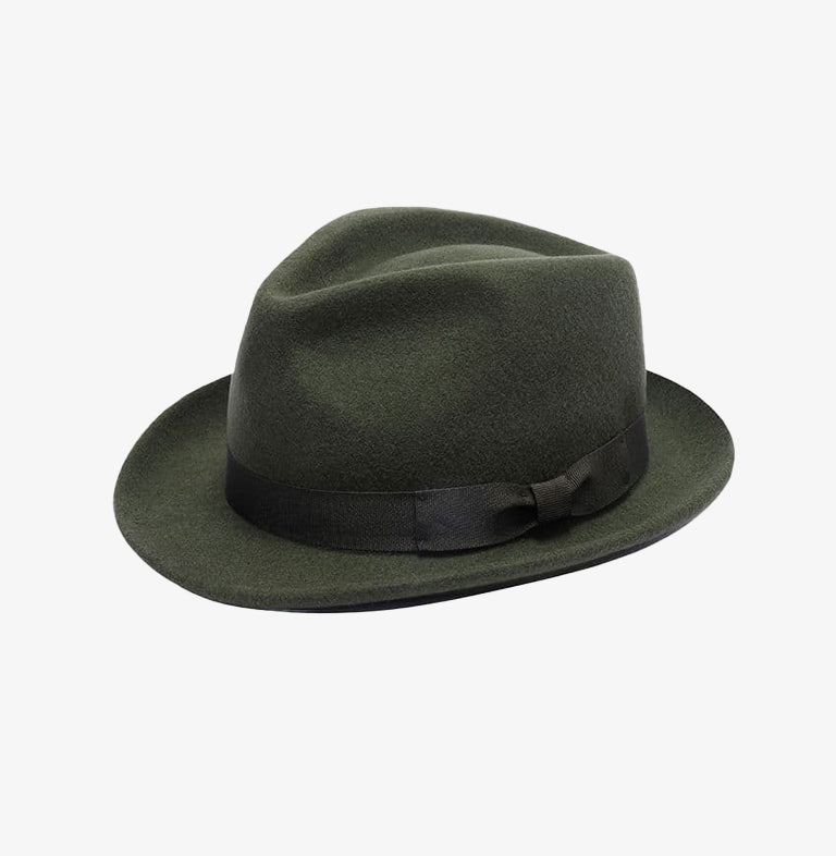 Olive Green Wool Trilby Hat