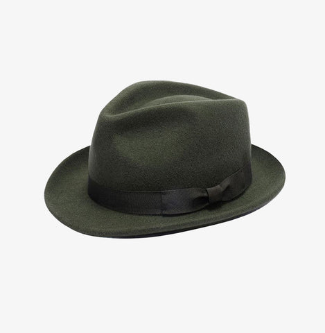 Olive Green Wool Trilby Hat