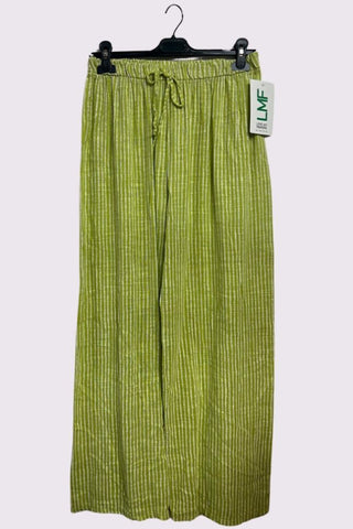 Stripe Print Elasticated Waistband Wide Leg Cotton Trousers