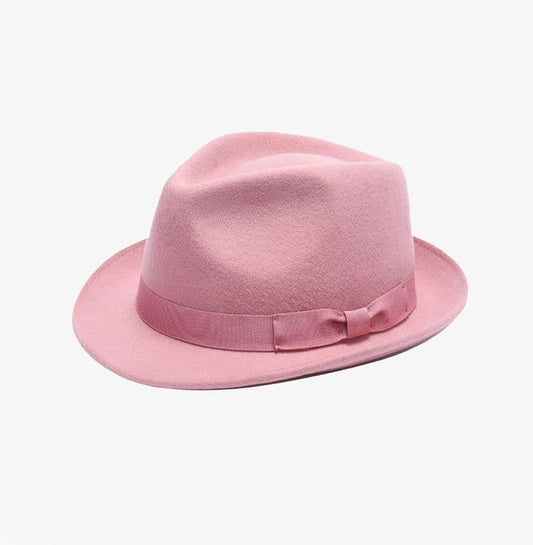 Pink Wool Trilby Hat