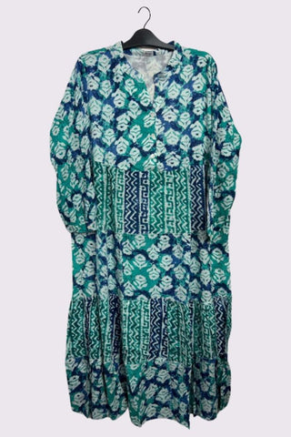 Tie Dye Multi Geometric Print Maxi Summer Style Dress