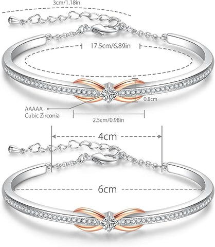 18K Rose Gold Plated White Infinity Bracelets for Womens 