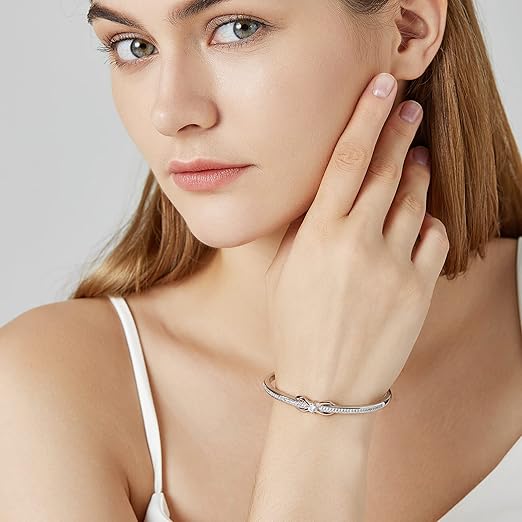 18K Rose Gold Plated White Infinity Bracelets for Womens