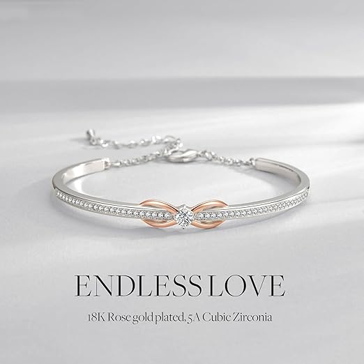 18K Rose Gold Plated White Bracelets for Womens 