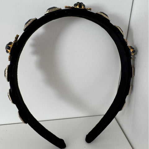 Elegant Bee & Crystal Velvet Headband