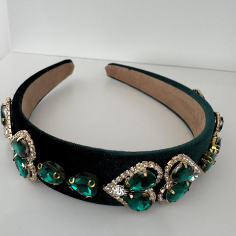 Forest Green Rhinestone Headband