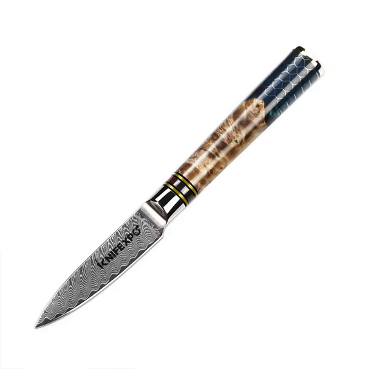 3.5 Inch Damascus Steel Paring Knife With Resin Wood Handle