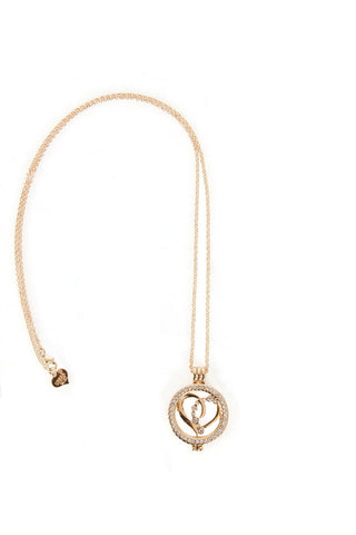 Diamante Love Heart Charm Pendant Long Necklace