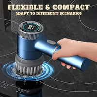 Multifunctional Electric Dishwashing Brush – Handheld & Rechargeable, 5 Brush Heads Included – Powerful Kitchen Cleaner