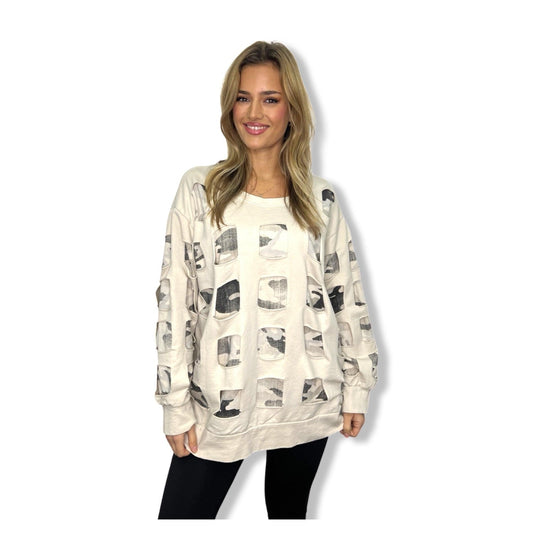 Camouflage Cutout Layered Sweatshirt