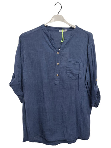 Plain Chest Pocket Tunic Cotton Top