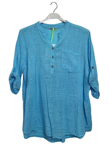 Plain Chest Pocket Tunic Cotton Top