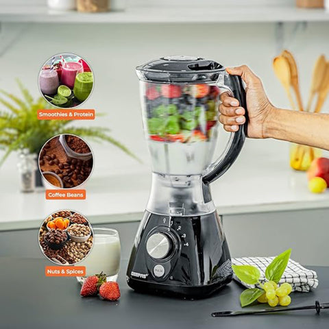 2-In-1 Portable Food Jug Blender and Grinder 1.5L Black