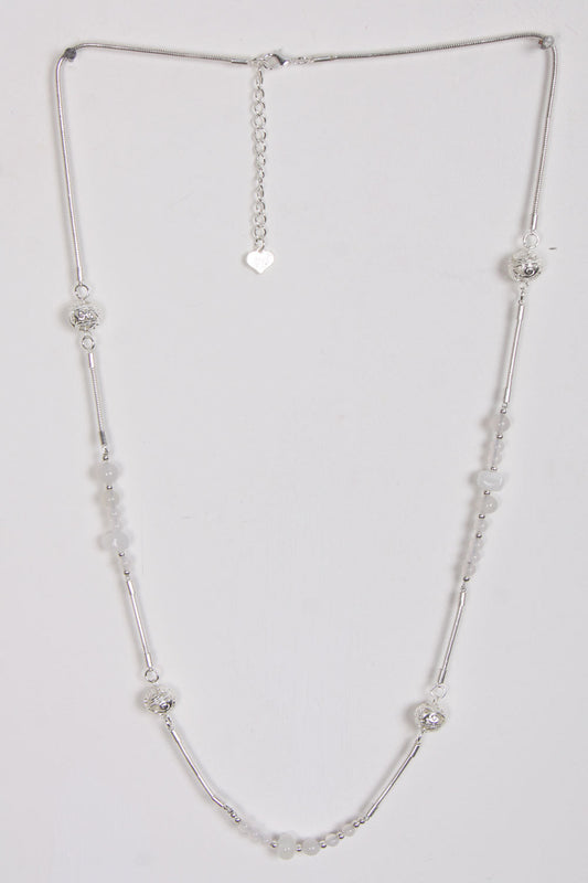 Silver Beads Long Necklace