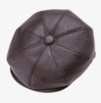 Leather Look Brown PU Bakerboy Hat
