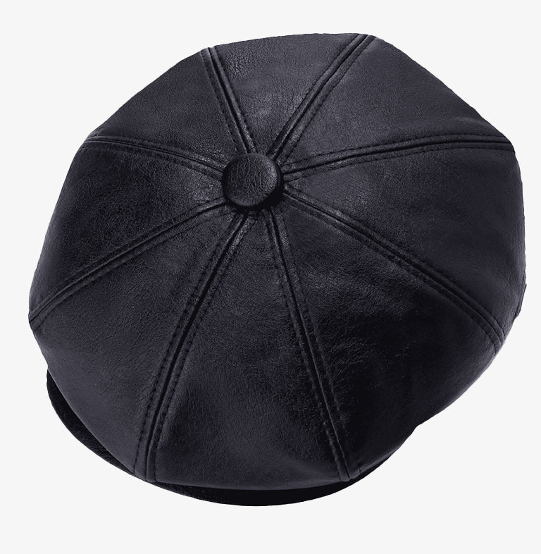 Leather Look Pu Bakerboy Hat