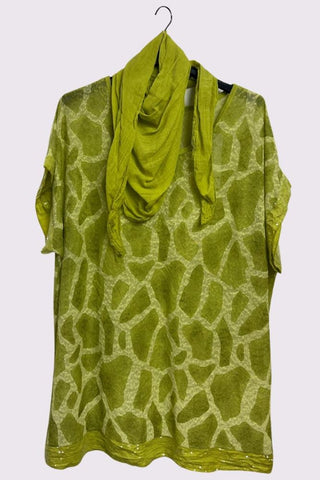 Giraffe Print Sequin Detail Hem With Scarf Box Top