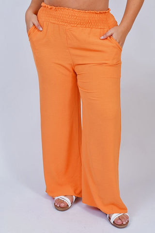 Plain Smocked High Wasit Palazzo