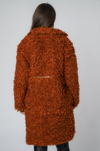 Soft Sheep Faux Fur Coat with PU Detail