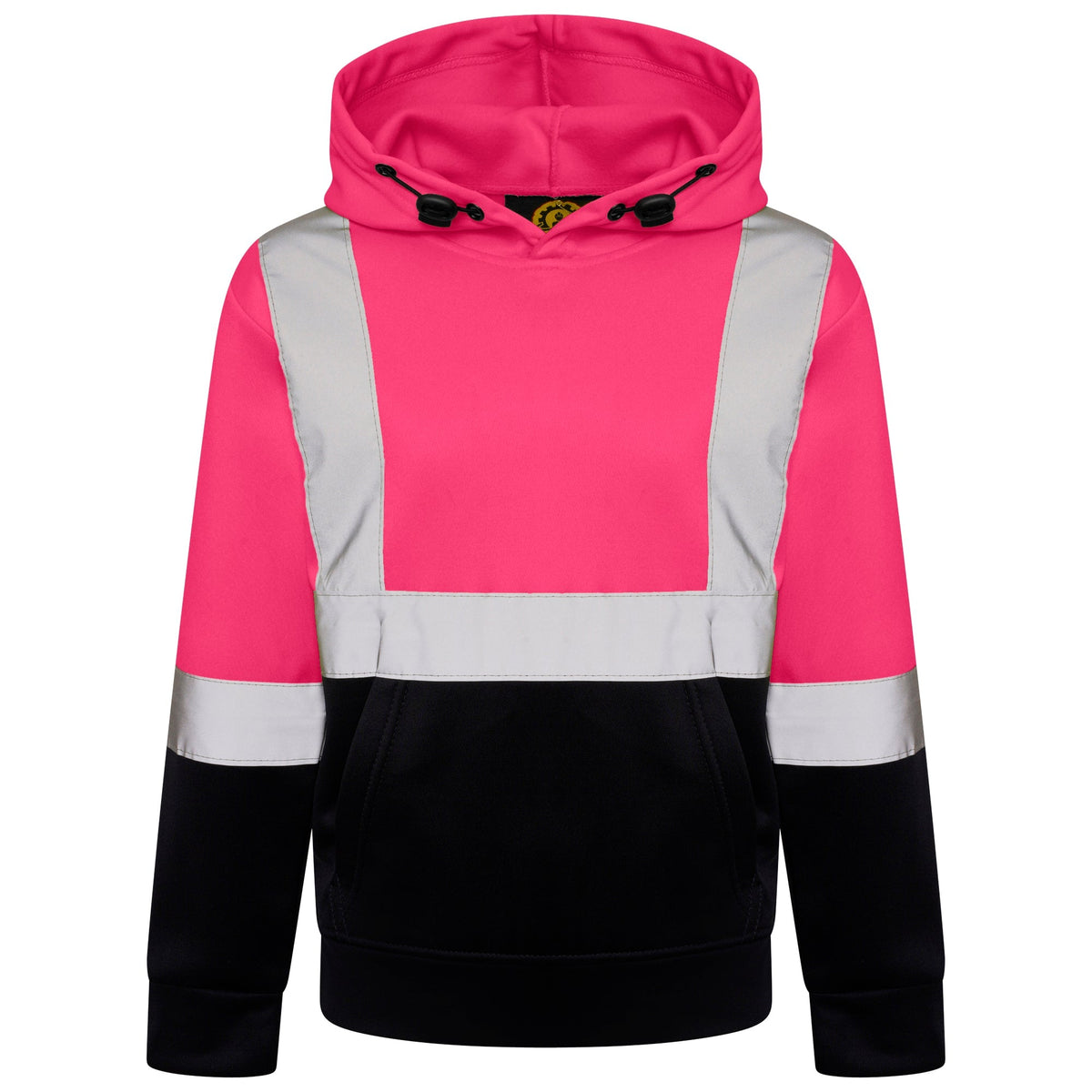 High Vis Kids Pullover Hoodie - Pink/Navy