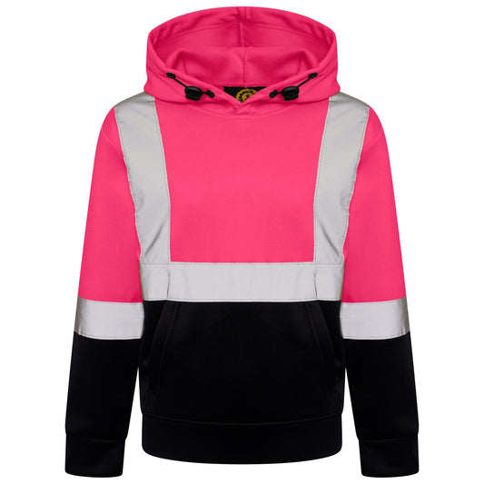High Vis Kids Pullover Hoodie - Pink/Navy