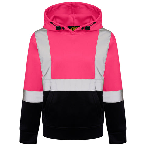 High Vis Kids Pullover Hoodie - Pink/Navy