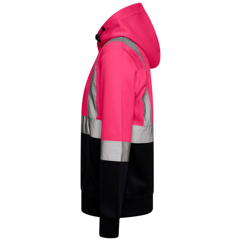 High Vis Kids Pullover Hoodie - Pink/Navy