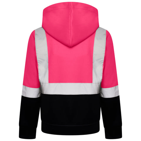 High Vis Kids Pullover Hoodie - Pink/Navy