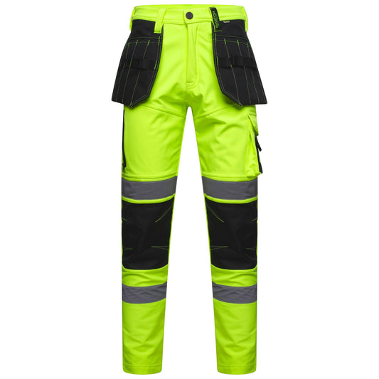 Men's Softshell Waterproof Workwear Trousers - Yellow