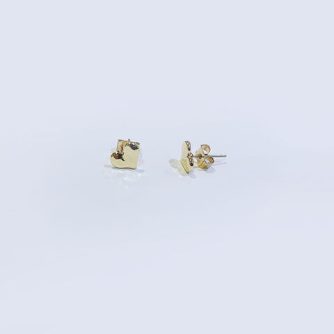 HAMMERED EFFECT HEART EARRING STUD