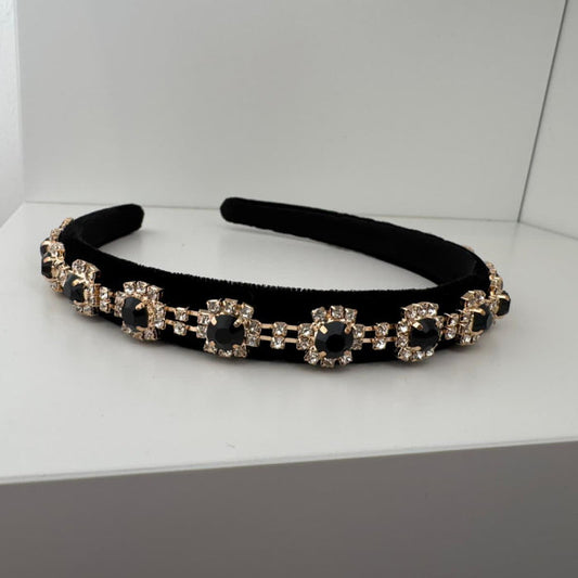 Golden Glam Black Stone Headband
