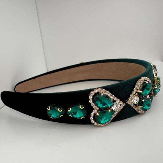 Forest Green Rhinestone Headband