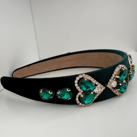 Forest Green Rhinestone Headband