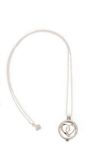 Diamante Love Heart Charm Pendant Long Necklace