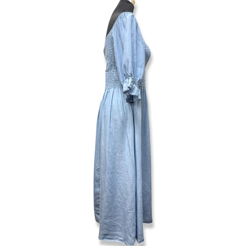 Sky Blue Smocked Bodice Midi