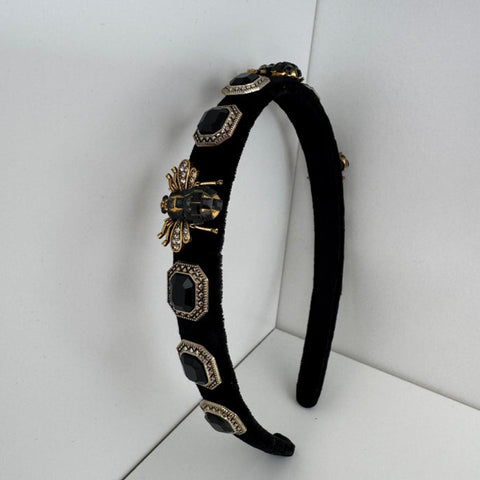 Elegant Bee & Crystal Velvet Headband