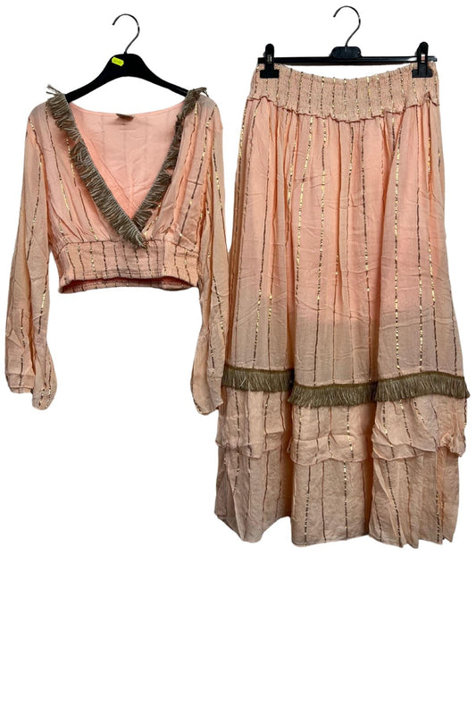 Vertical Gold Stripe Vintage Inspired Bohemian Co-Ord Set