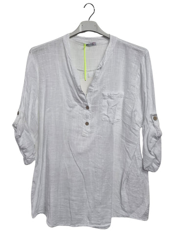 Plain Chest Pocket Tunic Cotton Top