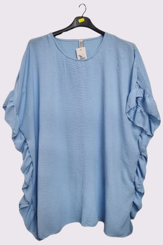 Plain Side Ruffle Detail Oversized Top