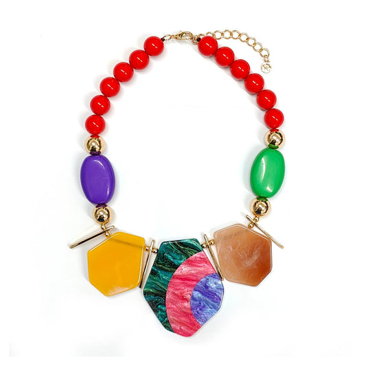 Squares Stones Effect Short Necklace