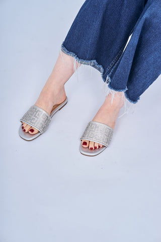 Rhinestone Geometric Pattern Flat Slider