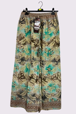 Tie Dye Tropical Leaf Print Wide Leg Trousers