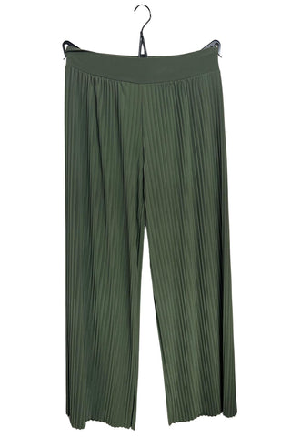Pleated Elasticated Waistband Wide Leg Trousers