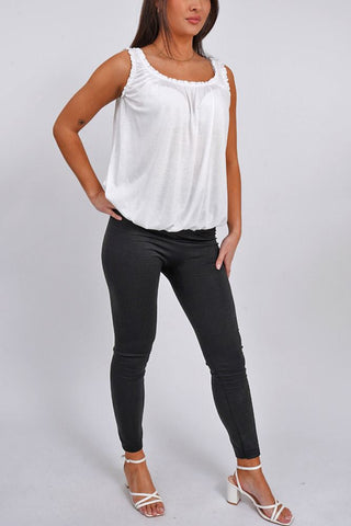 Plain Elasticated Gather Vest Top
