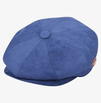 Navy Blue Suede Baker Boy Hat