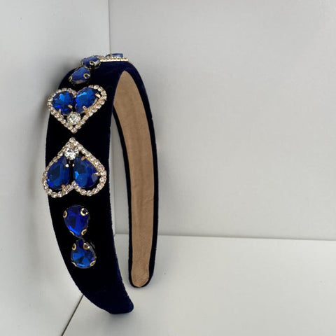 Navy Velvet Crystal Embellished Headband